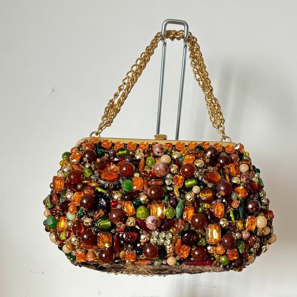 ExtraOrdinary XL Embellished Evening Purse Loaded with Large Beads - Picture 1 of 7